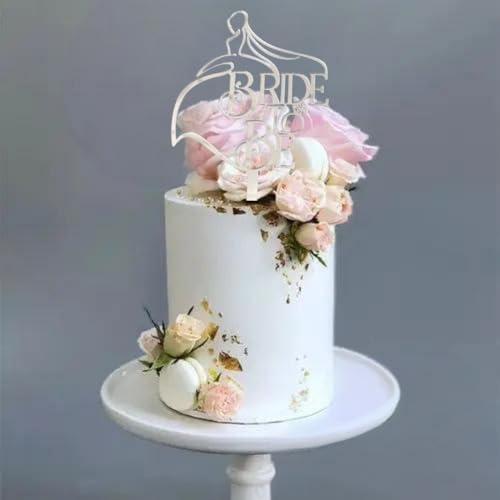Bride to Be Acrylic Cake Topper Silver for Bridal Shower Engagement