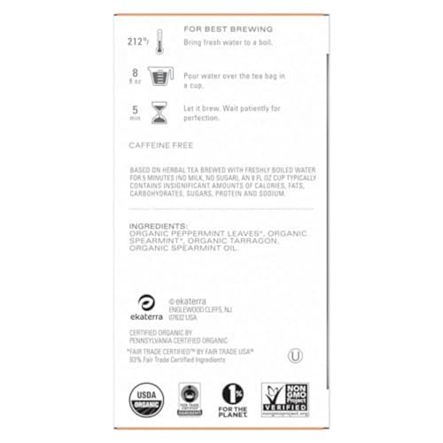 TAZO Refresh Mint Herbal Tea Bags with Peppermint and Spearmint, Caffeine Free, 96 Total Tea Bags (16ct - Pack of 6)