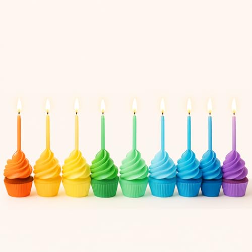 Cwise 50-Count Spiral Birthday Candles – Mini Pastel Rainbow Cake Candles