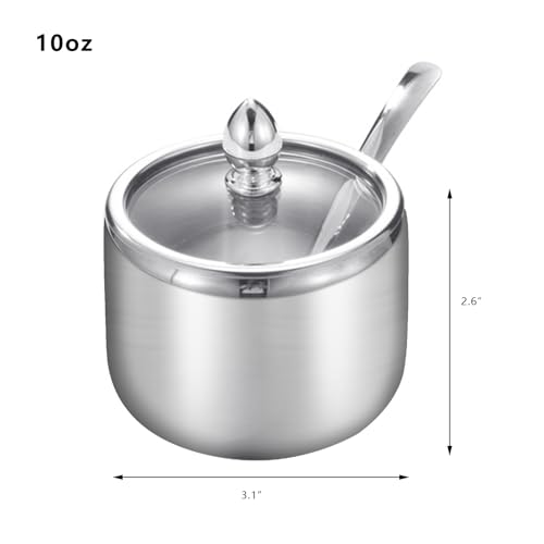 Cheeren 10oz Stainless Steel Spice Jar with Spoon and Clear Lid