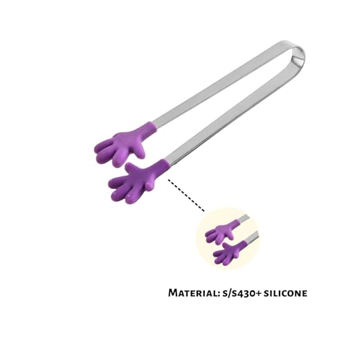 Aissmmeio 4PCS Silicone Mini Tongs, 5-Inch Hand-Shaped Serving Tongs