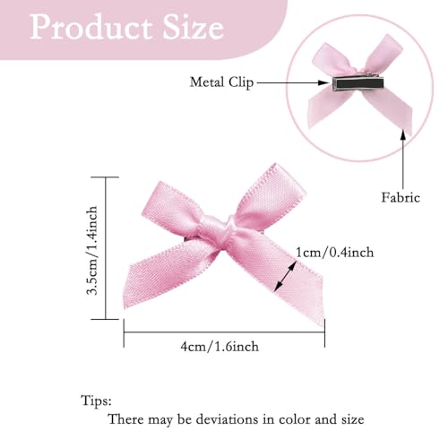 Pink Hair Bows 30 Pcs Mini Ribbon Bowknot Claw Clips for Women