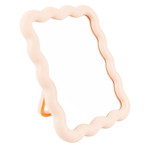 Framendino Pink Wave Desk Mirror Aesthetic Folding Vanity Mirror