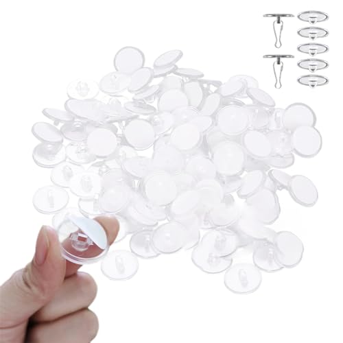 100 Pack Self-Adhesive Ceiling Hooks - Transparent Sticky Hangers for Decorations