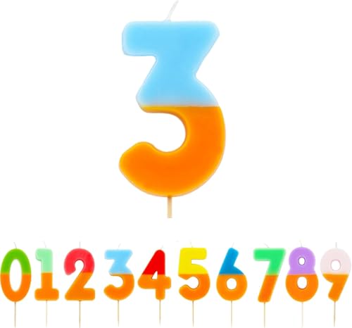 Talking Tables Number 3 Candle - Orange & Blue Birthday Cake Topper