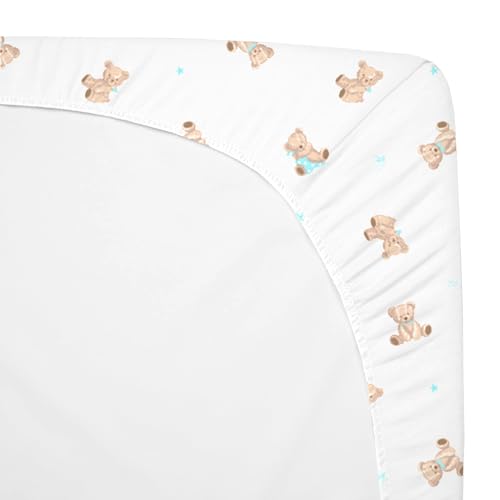 Mini Crib Sheet 100% Cotton Fitted Bear Design 24x38