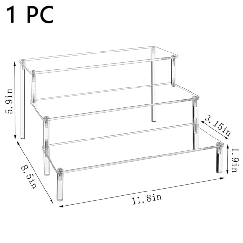 WEERSHUN 3-Tier Acrylic Display Stand, Clear Tabletop Organizer for Figures