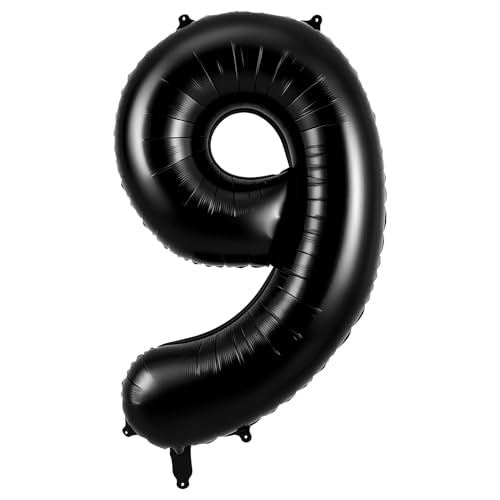 40 Inch Black Number 9 Foil Balloon for Birthday Celebrations