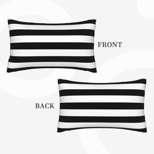 Black and White Stripe Throw Pillow Covers 12x20 in (Set of 2)