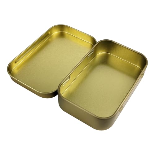 Yeetandoo Silver 2-Pack Metal Tin Storage Boxes with Lids