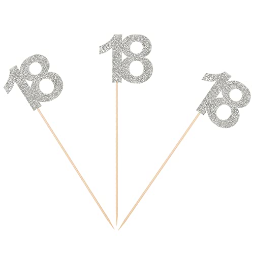 Pack of 10 Silver Glitter 18th Birthday Table Topper Sticks
