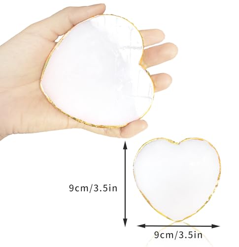 Resin Nail Art Palette Heart Shape Color Mixing Tray with Gilded Edge White