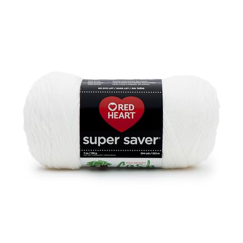Red Heart Super Saver Yarn White 1-Pack - Medium Weight Acrylic for Crocheting & Knitting