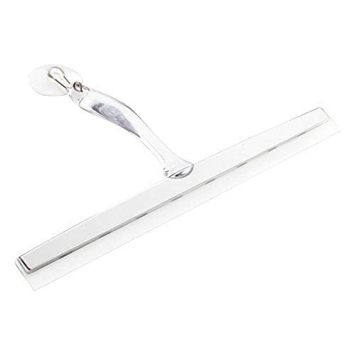 iDesign 12-Inch Bathroom Squeegee with Suction Hook - Clear/Stainless Steel