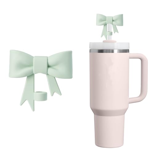 10mm Bow Shape Straw Topper for Stanley Cup - Light Green Silicone