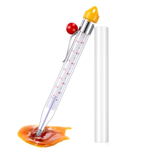 Photect 8-Inch Candy Thermometer with Adjustable Pot Clip - Yellow