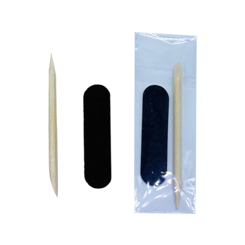 50 Sets Disposable Manicure Kit Nail File and Wooden Stick Black