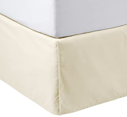Amazon Basics Queen Pleated Bed Skirt, 16-Inch Drop, Beige Polyester