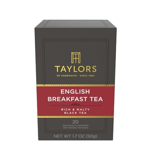 Taylors of Harrogate English Breakfast Black Tea 20ct Pack of 6 – Full-Bodied & Rich Flavor