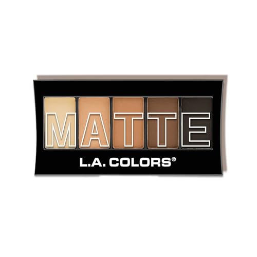L.A. Colors 5 Color Matte Eyeshadow Palette Brown Tweed CEM472