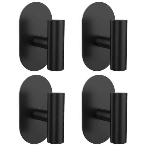 SetSail Matte Black Adhesive Towel Hooks - 4 Pack for Bathroom