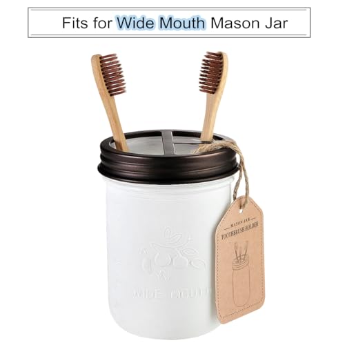 Mason Jar Bathroom Accessories Set with Soap Dispenser & Organizer - Bronze, 4 Pieces