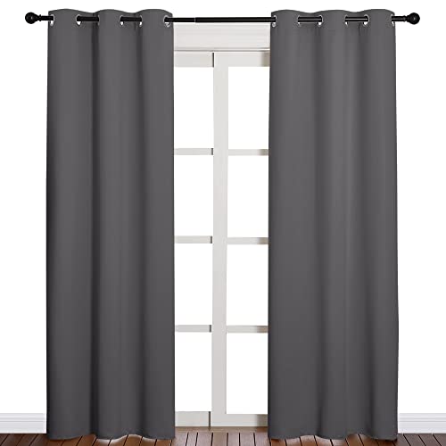 NICETOWN 84" Noise Reducing Blackout Curtains, Grey, 2 Panels