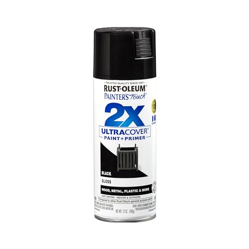 Rust-Oleum Painter's Touch 2X Ultra Cover Spray Paint, Gloss Black, 12 oz
