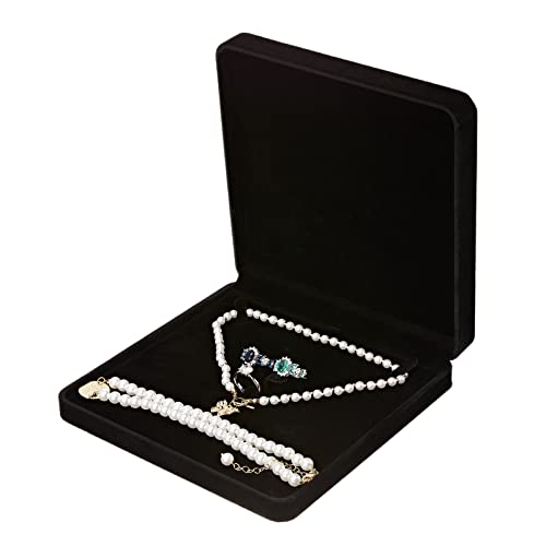 LETURE Large Velvet Jewelry Set Gift Box - Black Jewelry Organizer