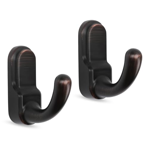 Metaliby Oil Rubbed Bronze Towel Hooks, Wall Mounted Robe Hooks - 2 Pack