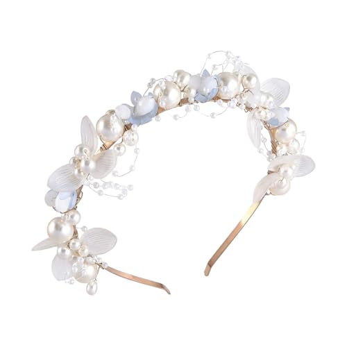 White Pearl Flower Headband for Women Wedding Bridal Hair Accessories