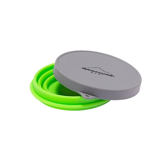 Collapsible Silicone Bowl with Lid for Camping - Medium Green