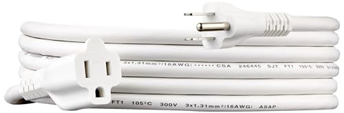 Amazon Basics 10 Ft Extension Cord - 3-Prong, 13 Amps, Indoor Use, White