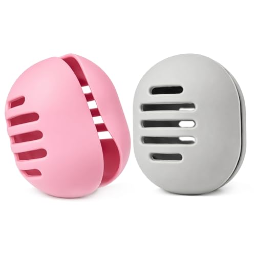 2 Pack Silicone Makeup Sponge Holder Breathable Travel Organizer Grey Pink