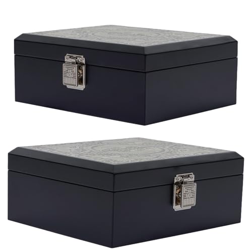 February Mountain Korean Mother of Pearl Crane Jewelry Box - Handmade Lacquer Keepsake with Mirror - Elegant Gift for Women & Men