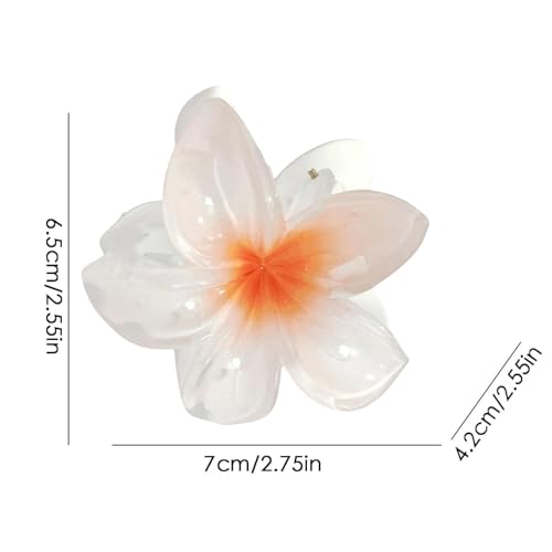 WaigN White Plumeria Flower Hair Claw Clip Hawaiian Strong Hold Jaw