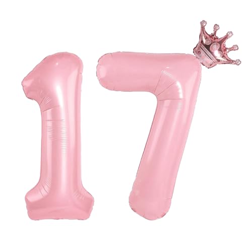 Rose Gold Crown Number 17 Balloon Set for Birthday & Celebrations