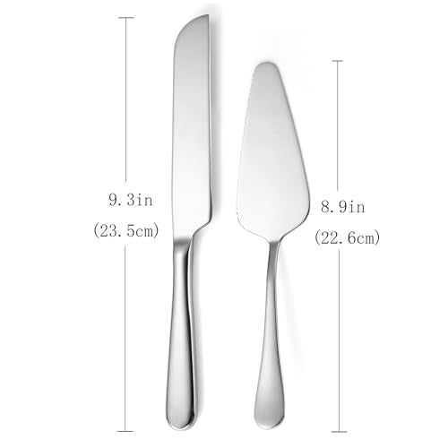 Kucensi 2-Piece Stainless Steel Wedding Cake Knife and Server Set, Silver