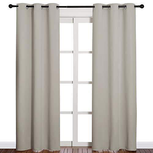 NICETOWN Natural Blackout Curtains - 42"W x 84"L Grommet Drapes (2 Panels)