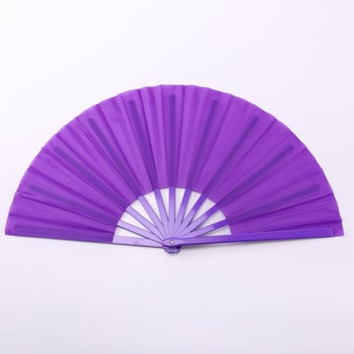 13-Inch Purple Folding Rave Fan - Clacking Hand Fan for Dancing