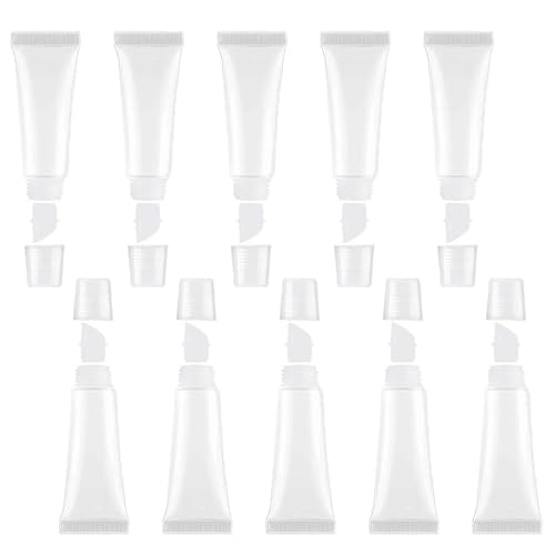 JIAKAI 10ml Refillable Empty Lip Gloss Squeeze Tubes - 10 Pack