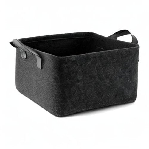 GUOZI Storage Basket, Collapsible Rectangular Felt Storage Bins with PU Handles, Large Laundry Basket Storage Solution for Office Nursery Wardrobe Bookshelf Bedroom Keepsake Toys