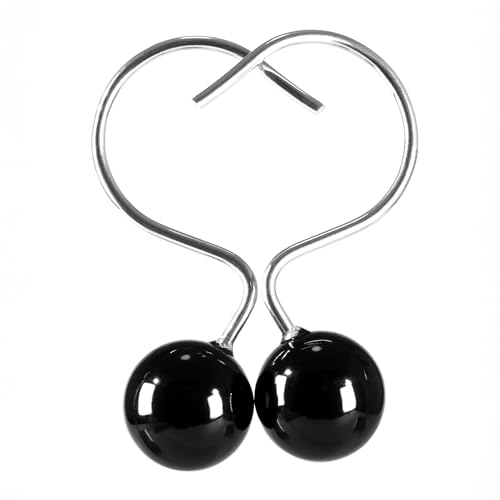 Elegant Black Pearl Shower Curtain Hooks - 12 Rustproof Rings