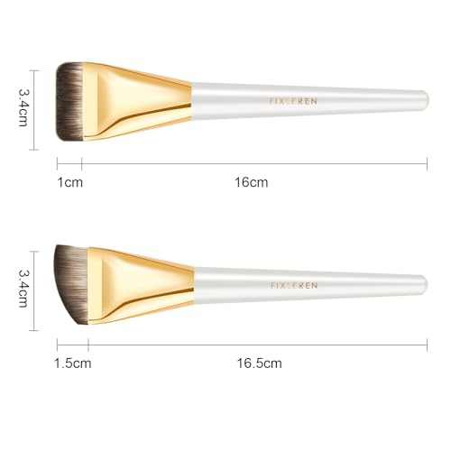 Fixleren Flat Foundation Brush 2 Pcs - Premium Synthetic Makeup Face Brush for Liquid Foundation and Concealer Blending (White)