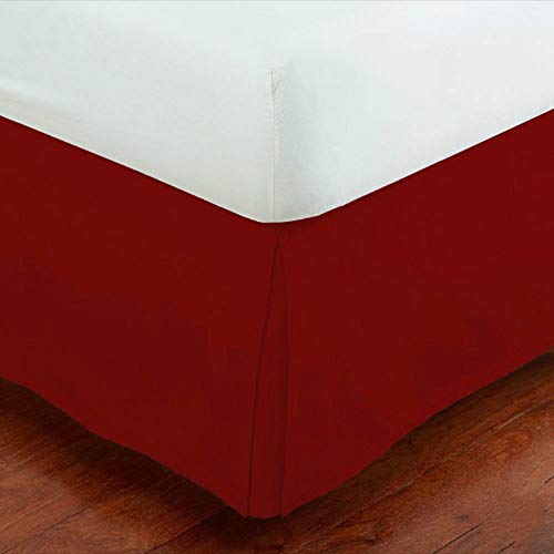 Linen Plus Queen Size Tailored Bed Skirt, 14" Drop Pleated Dust Ruffle, Red