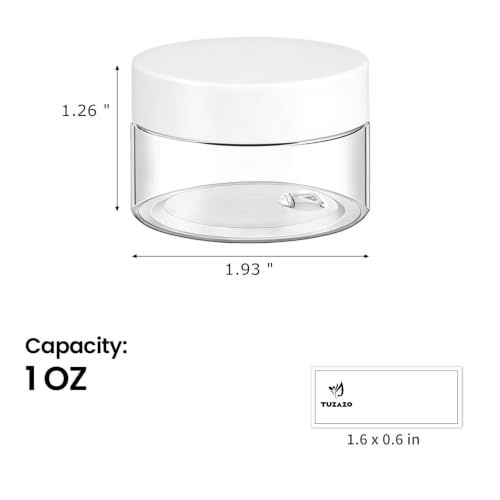 TUZAZO 4 Pack 1 Oz Small Plastic Jars with Lids Clear Cosmetic Containers