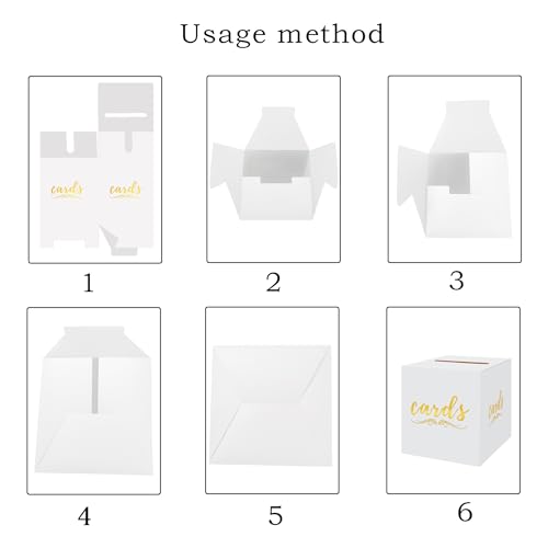 Gold and White Wedding Card Box - 8.7" Gift Card Holder for Events