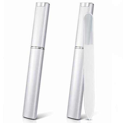 Nano Glass Nail File Set - 2-Piece Crystal Manicure Files with Case