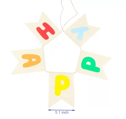 Pre-Strung Burlap Happy Birthday Banner - Colorful Party Decor
