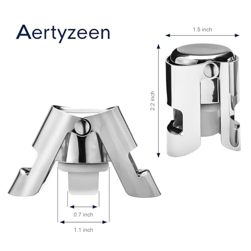 Aertyzeen 2-Pack Champagne Stoppers, Silver Stainless Steel Airtight Seal